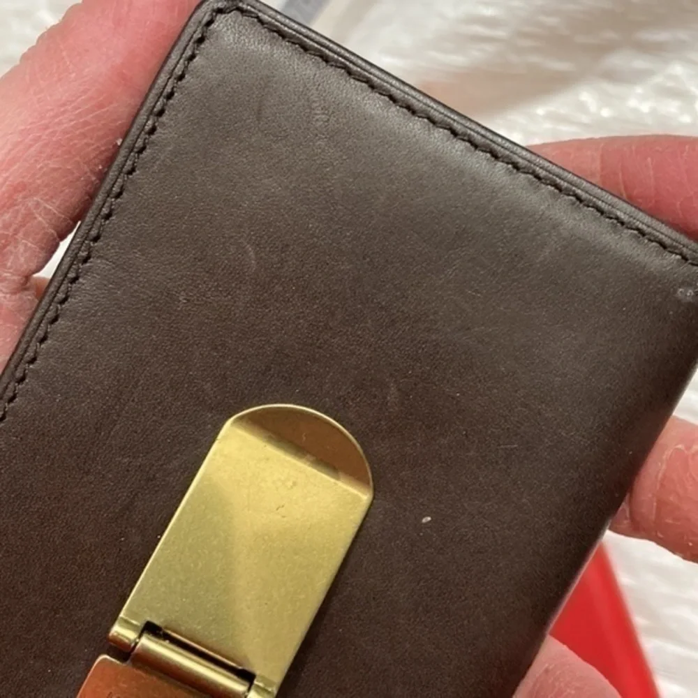 Fossil brown leather card holder money clip